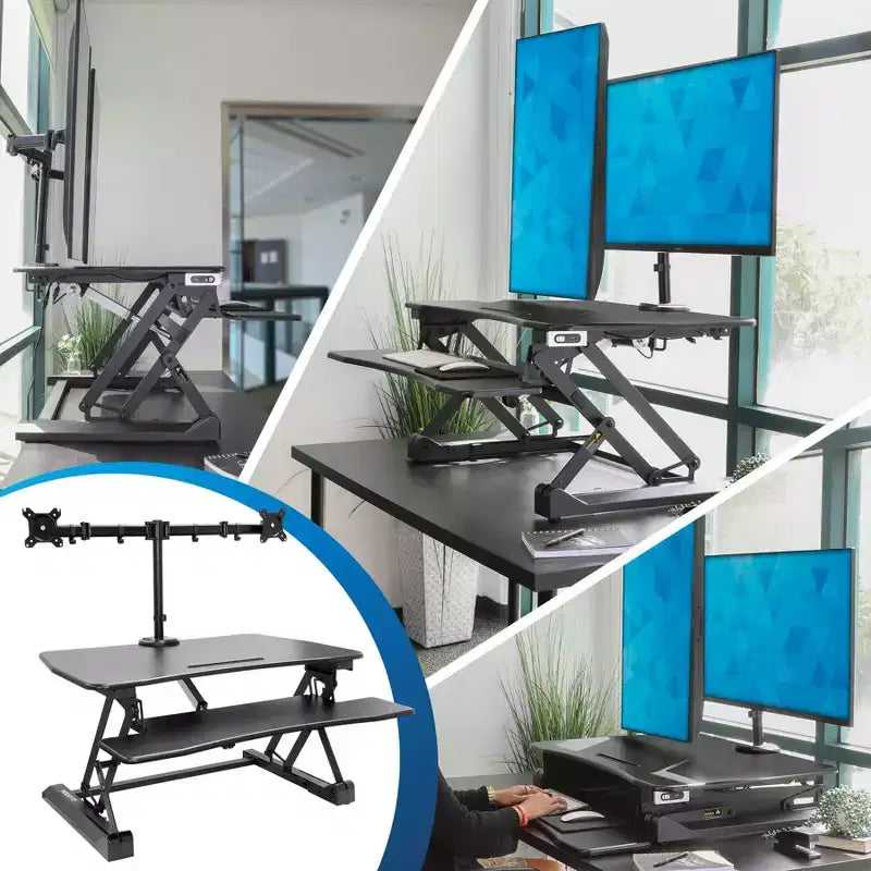 Convertitore Elettrico da Scrivania in Piedi con Braccio Doppio per Monitor, Sollevatore Motorizzato, Adatto per 2 Schermi fino a 32"