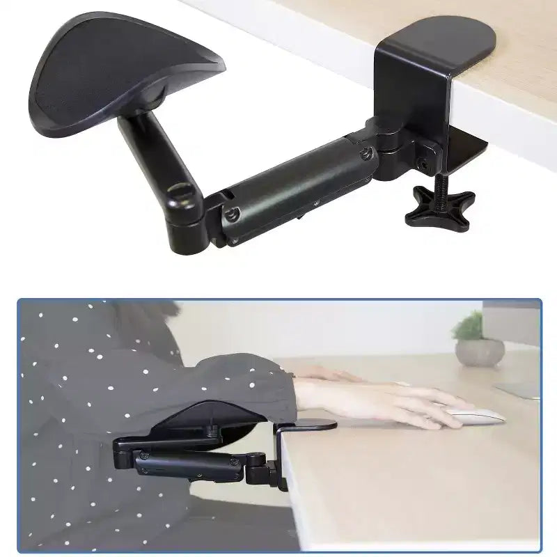 Bracciolo da scrivania ergonomico regolabile in altezza con morsetto in acciaio Full Motion, 14,6 cm L x 28,2 cm P