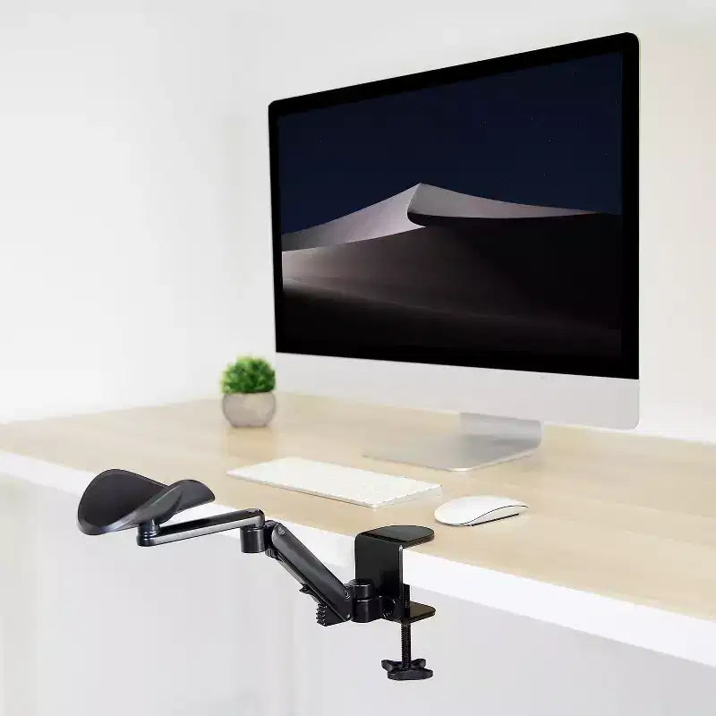 Bracciolo da scrivania ergonomico regolabile in altezza con morsetto in acciaio Full Motion, 14,6 cm L x 28,2 cm P