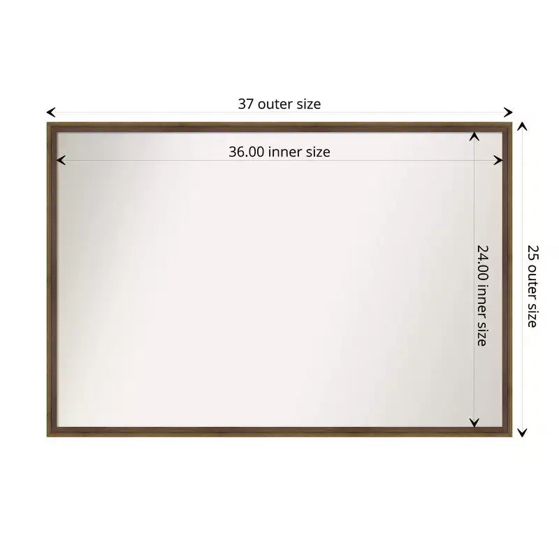 Specchio da parete per bagno, cornice in legno bronzo chiaro, senza smussature, 37,25"L x 25,25"A, assemblato negli USA