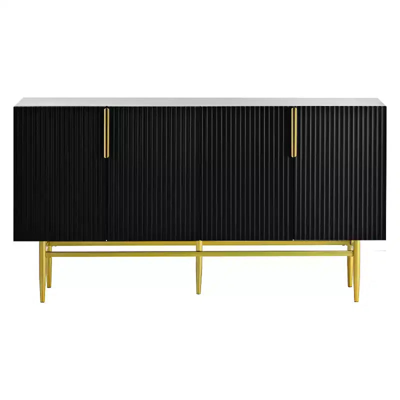 Credenza moderna con 4 ante, ripiani regolabili e gambe in metallo, 152 cm L x 78,5 cm H