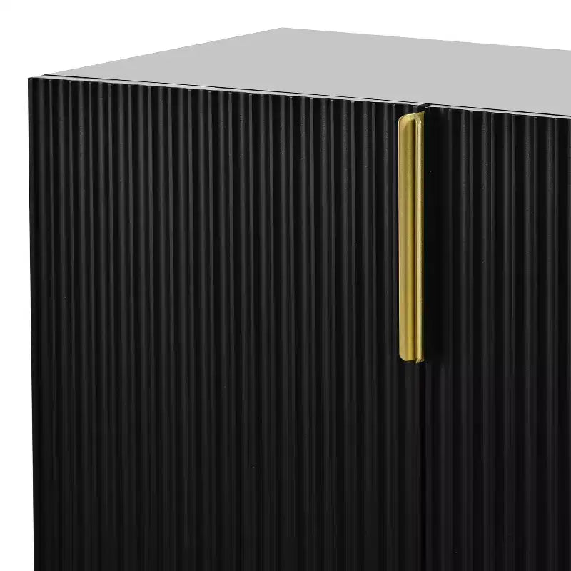 Credenza moderna con 4 ante, ripiani regolabili e gambe in metallo, 152 cm L x 78,5 cm H