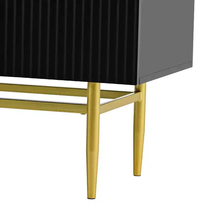Credenza moderna con 4 ante, ripiani regolabili e gambe in metallo, 152 cm L x 78,5 cm H