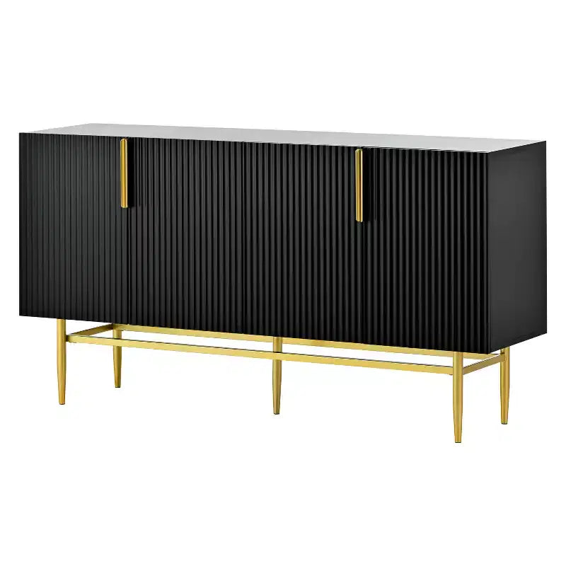 Credenza moderna con 4 ante, ripiani regolabili e gambe in metallo, 152 cm L x 78,5 cm H