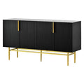 Credenza moderna con 4 ante, ripiani regolabili e gambe in metallo, 152 cm L x 78,5 cm H