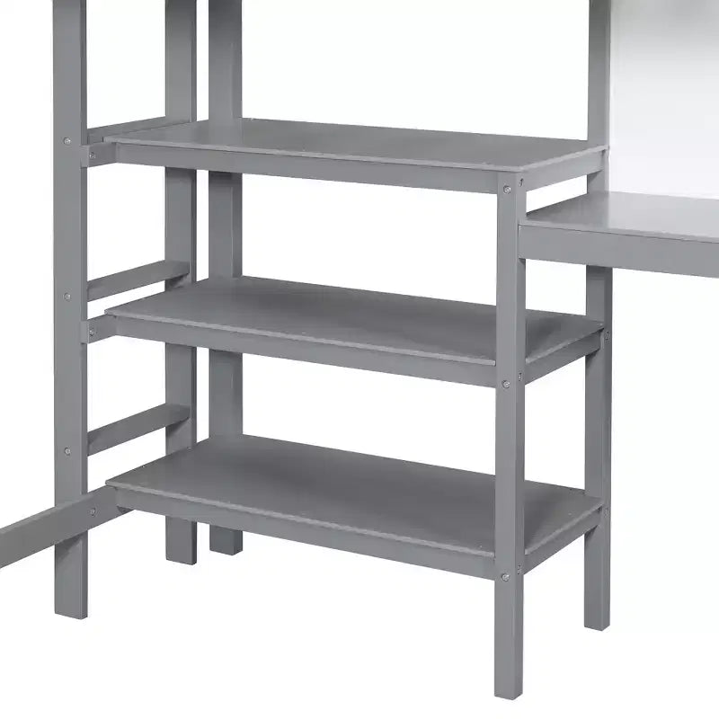 Letto a soppalco con scrivania a ripiani e lavagna, pino e MDF, 136 kg (matrimoniale) / 158 kg (completo)