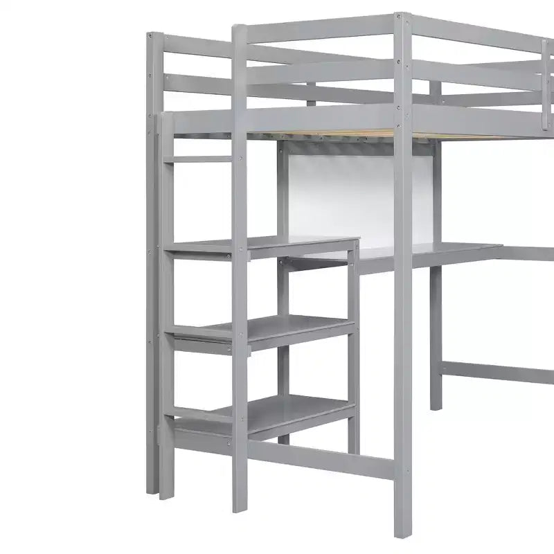 Letto a soppalco con scrivania a ripiani e lavagna, pino e MDF, 136 kg (matrimoniale) / 158 kg (completo)