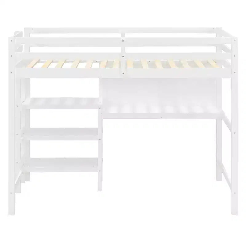 Letto a soppalco con scrivania a ripiani e lavagna, pino e MDF, 136 kg (matrimoniale) / 158 kg (completo)