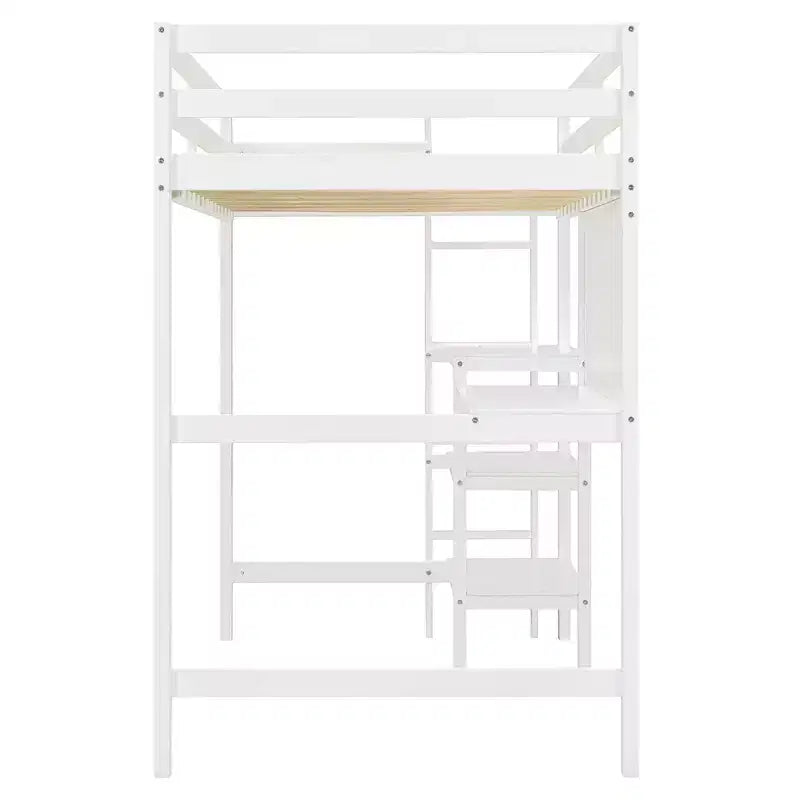 Letto a soppalco con scrivania a ripiani e lavagna, pino e MDF, 136 kg (matrimoniale) / 158 kg (completo)