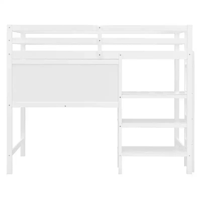 Letto a soppalco con scrivania a ripiani e lavagna, pino e MDF, 136 kg (matrimoniale) / 158 kg (completo)