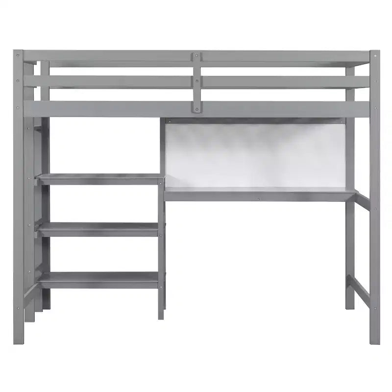 Letto a soppalco con scrivania a ripiani e lavagna, pino e MDF, 136 kg (matrimoniale) / 158 kg (completo)