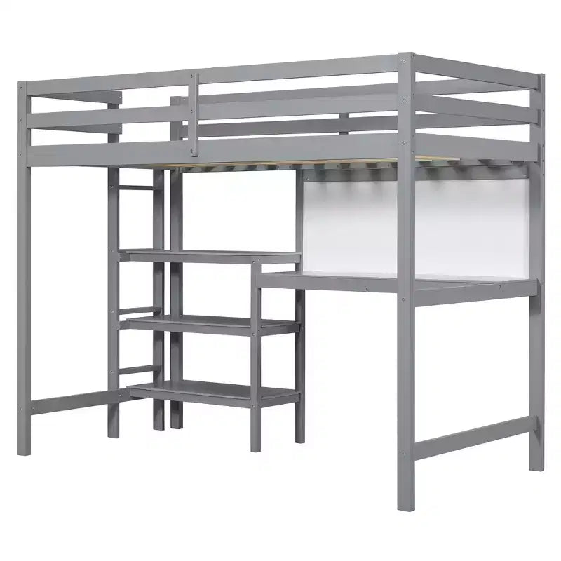 Letto a soppalco con scrivania a ripiani e lavagna, pino e MDF, 136 kg (matrimoniale) / 158 kg (completo)