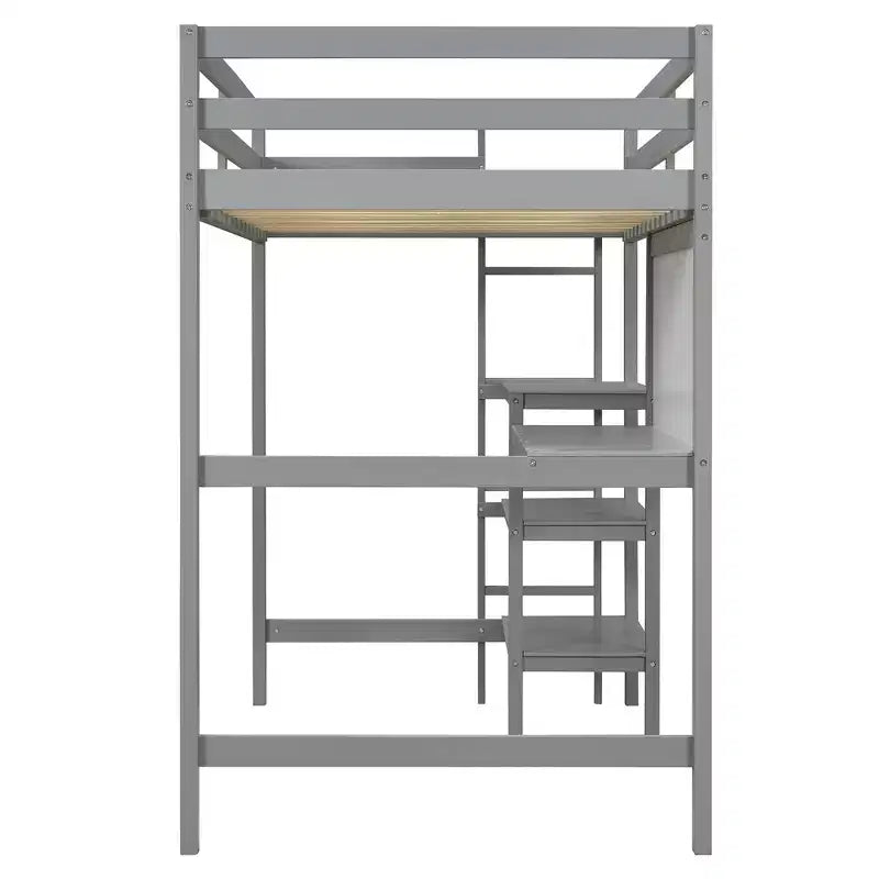 Letto a soppalco con scrivania a ripiani e lavagna, pino e MDF, 136 kg (matrimoniale) / 158 kg (completo)