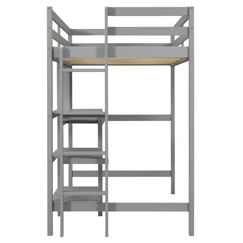 Letto a soppalco con scrivania a ripiani e lavagna, pino e MDF, 136 kg (matrimoniale) / 158 kg (completo)