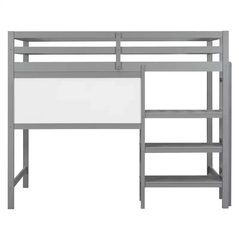 Letto a soppalco con scrivania a ripiani e lavagna, pino e MDF, 136 kg (matrimoniale) / 158 kg (completo)