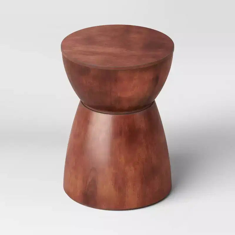 Tavolino d'appoggio rotondo a clessidra in legno di caucciù nero anticato, 40,6 cm L x 56,2 cm H, Nessun montaggio
