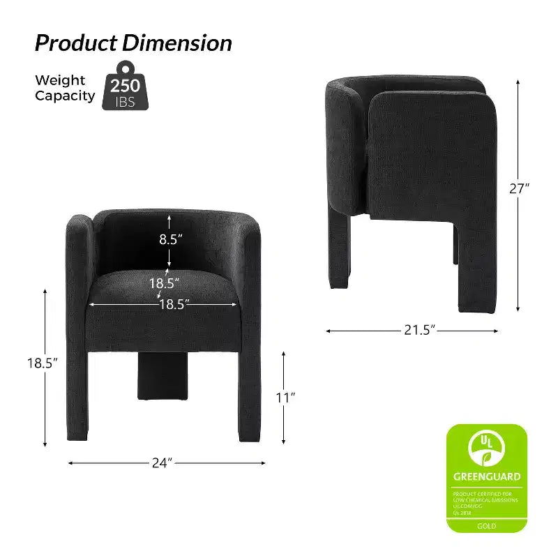 Sedia da Pranzo Moderna, Schienale Intagliato, Design a Tre Gambe, Rivestimento in Poliestere, 113 kg, Nessun Montaggio