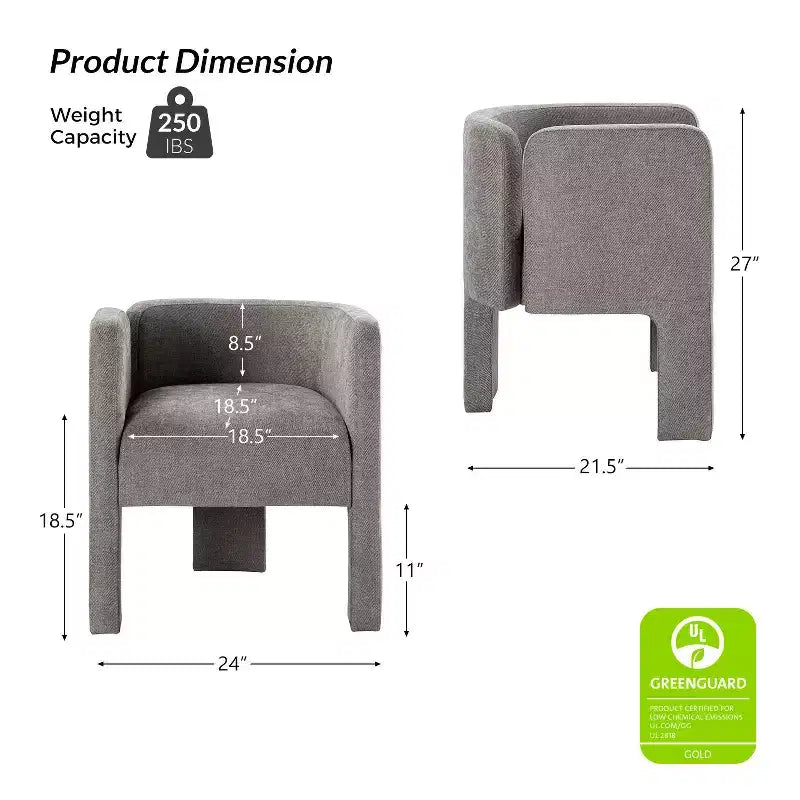 Sedia da Pranzo Moderna, Schienale Intagliato, Design a Tre Gambe, Rivestimento in Poliestere, 113 kg, Nessun Montaggio