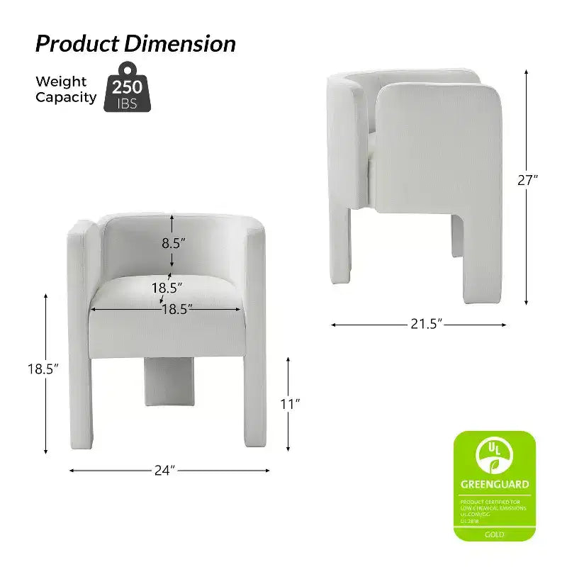 Sedia da Pranzo Moderna, Schienale Intagliato, Design a Tre Gambe, Rivestimento in Poliestere, 113 kg, Nessun Montaggio
