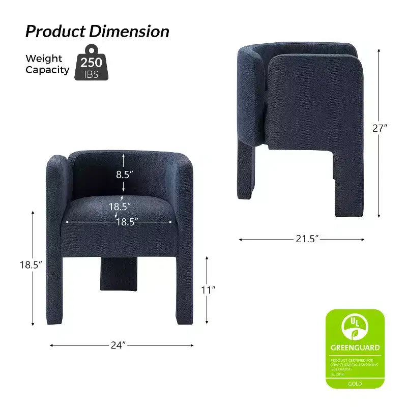Sedia da Pranzo Moderna, Schienale Intagliato, Design a Tre Gambe, Rivestimento in Poliestere, 113 kg, Nessun Montaggio