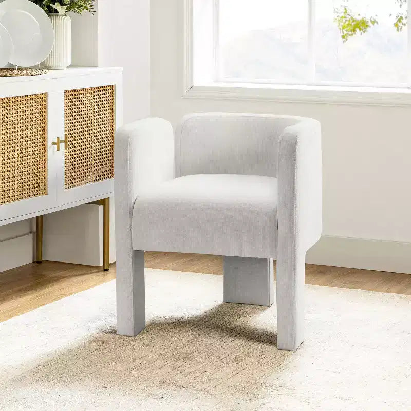 Sedia da Pranzo Moderna, Schienale Intagliato, Design a Tre Gambe, Rivestimento in Poliestere, 113 kg, Nessun Montaggio