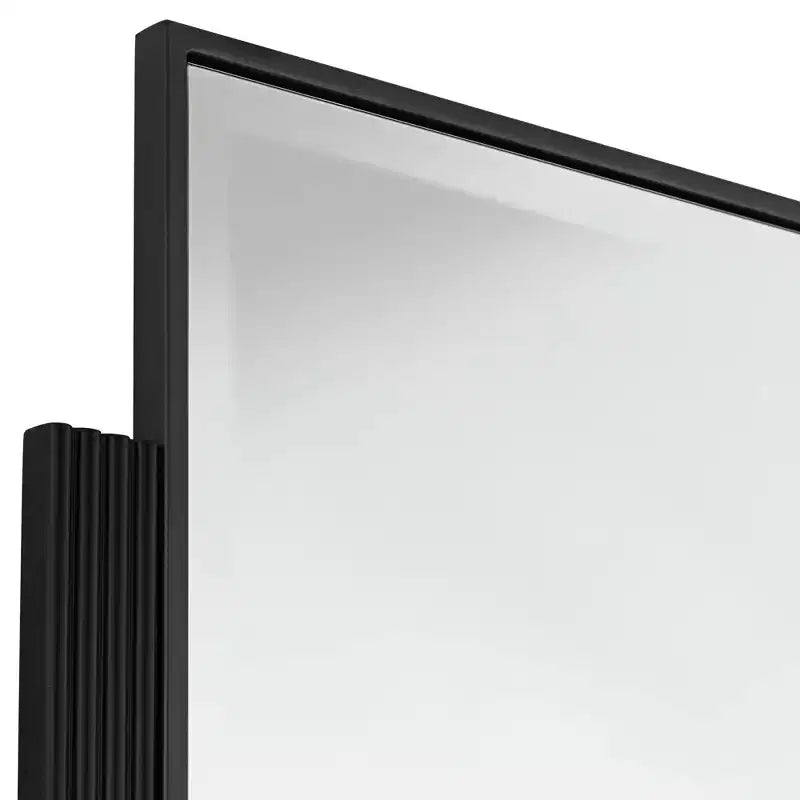 Specchio da parete rettangolare con bordo smussato e cornice in metallo nero, 27"L x 40"A, orizzontale o verticale