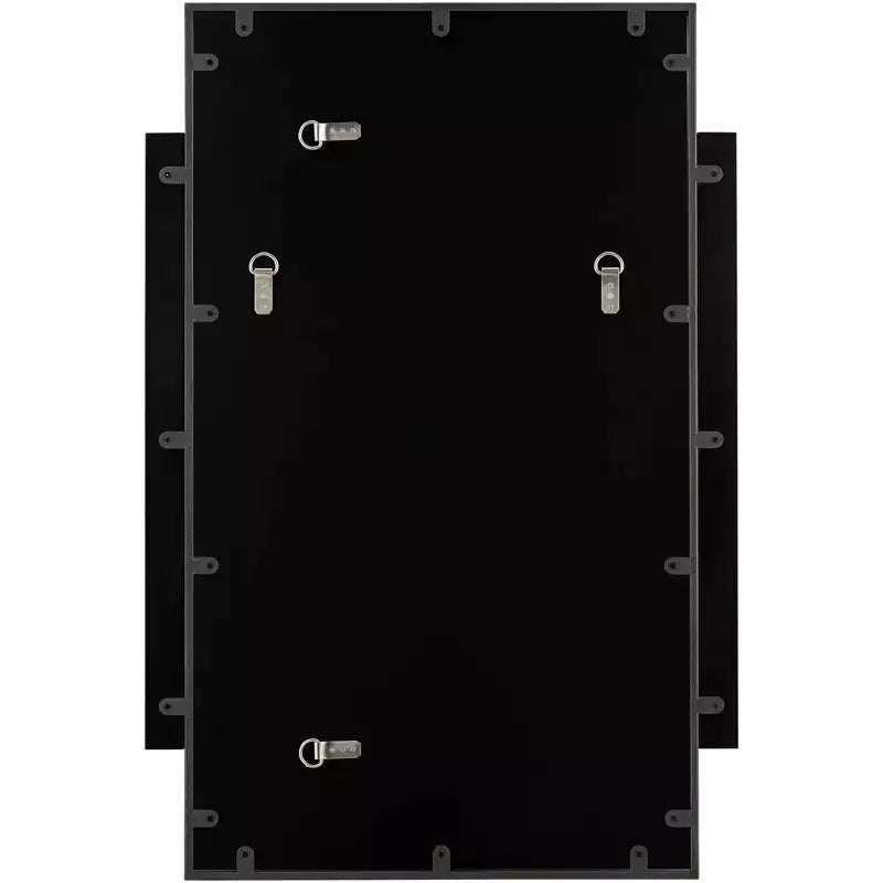 Specchio da parete rettangolare con bordo smussato e cornice in metallo nero, 27"L x 40"A, orizzontale o verticale