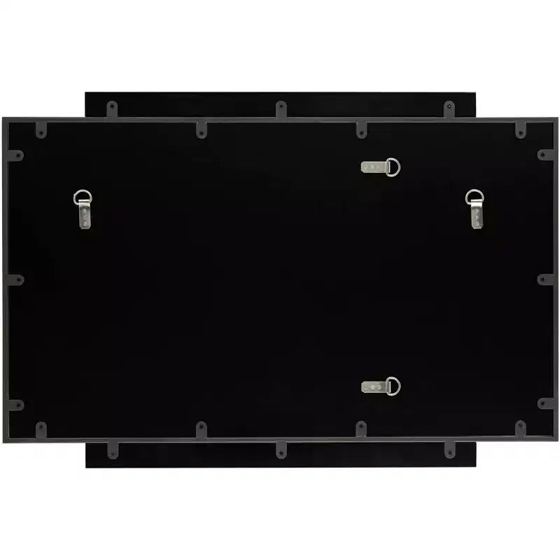 Specchio da parete rettangolare con bordo smussato e cornice in metallo nero, 27"L x 40"A, orizzontale o verticale