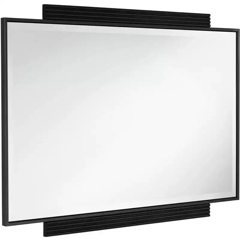 Specchio da parete rettangolare con bordo smussato e cornice in metallo nero, 27"L x 40"A, orizzontale o verticale