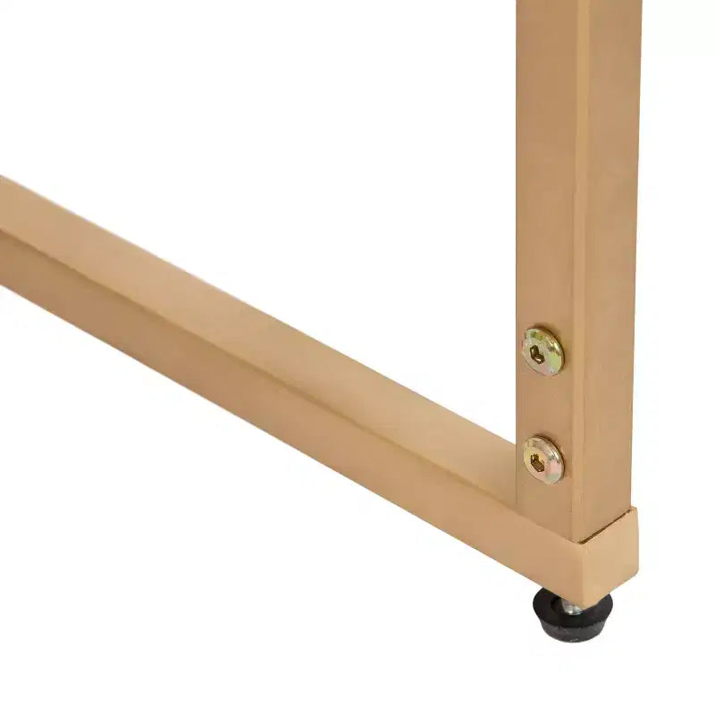 Tavolo da pub Modern Glam con ripiano bianco e base geometrica dorata, 107 cm L x 61 cm P x 91 cm A, 2 posti