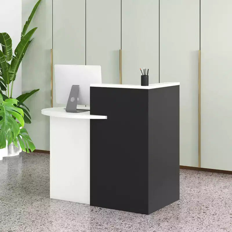 Bancone reception a L con cassetto chiudibile a chiave e ripiano aperto, 48"L x 27.5"P x 39.5"H