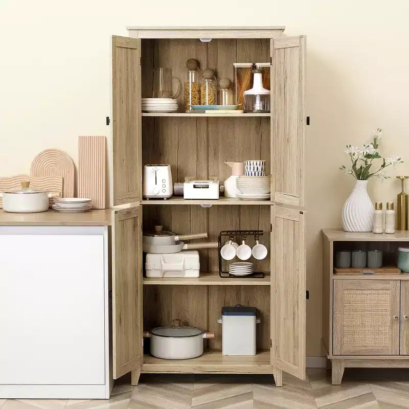 Dispensa da cucina a colonna 72" con 4 ante e 4 ripiani regolabili, 31,5"L x 15,75"P