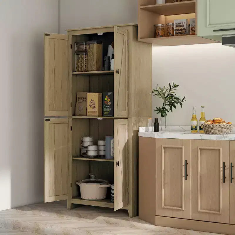 Dispensa da cucina a colonna 72" con 4 ante e 4 ripiani regolabili, 31,5"L x 15,75"P