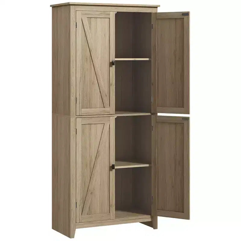 Dispensa da cucina a colonna 72" con 4 ante e 4 ripiani regolabili, 31,5"L x 15,75"P