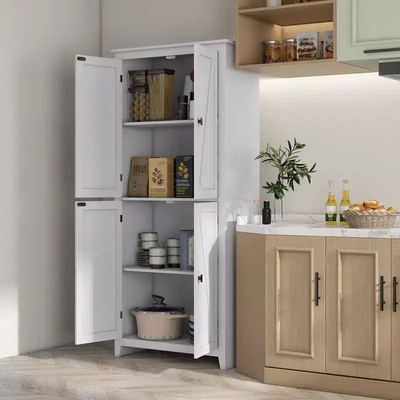 Dispensa da cucina a colonna 72" con 4 ante e 4 ripiani regolabili, 31,5"L x 15,75"P