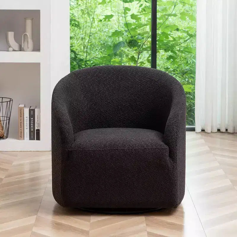 Poltrona a botte girevole in bouclé larghezza 81 cm, capacità 136 kg, nessun assemblaggio richiesto