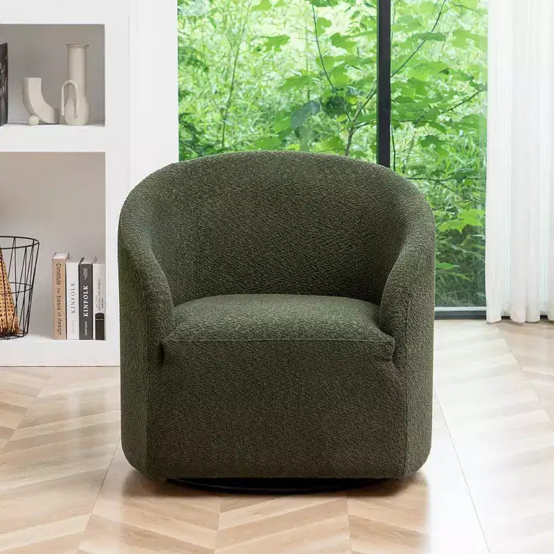 Poltrona a botte girevole in bouclé larghezza 81 cm, capacità 136 kg, nessun assemblaggio richiesto
