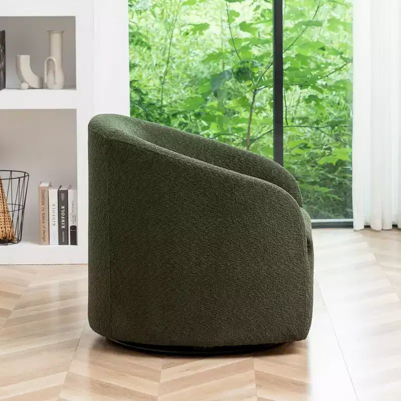 Poltrona a botte girevole in bouclé larghezza 81 cm, capacità 136 kg, nessun assemblaggio richiesto