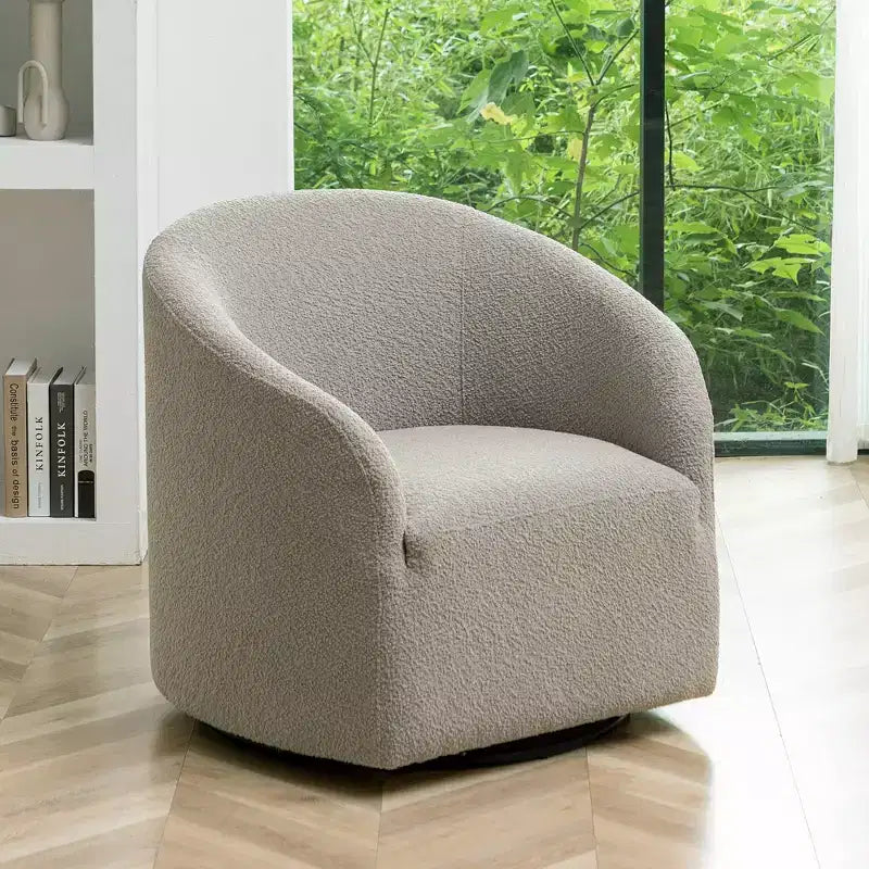 Poltrona a botte girevole in bouclé larghezza 81 cm, capacità 136 kg, nessun assemblaggio richiesto