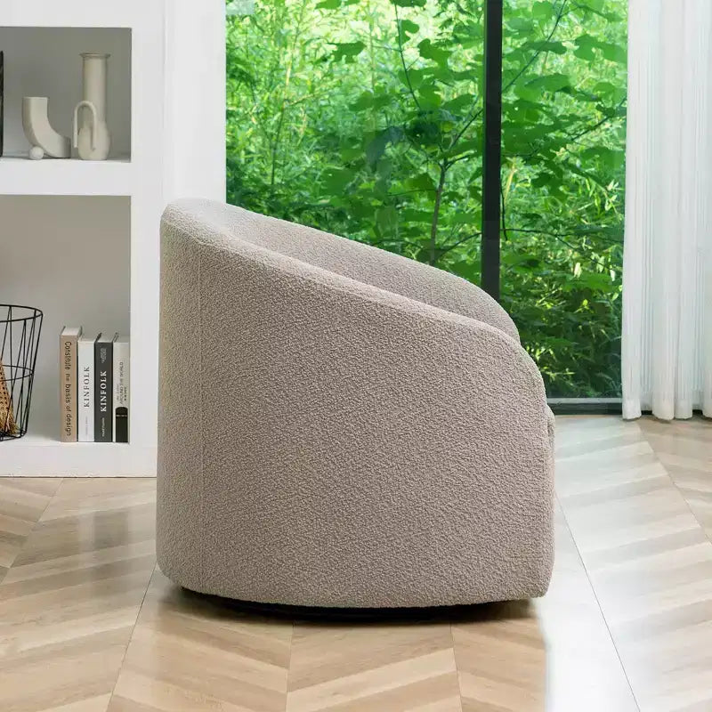 Poltrona a botte girevole in bouclé larghezza 81 cm, capacità 136 kg, nessun assemblaggio richiesto