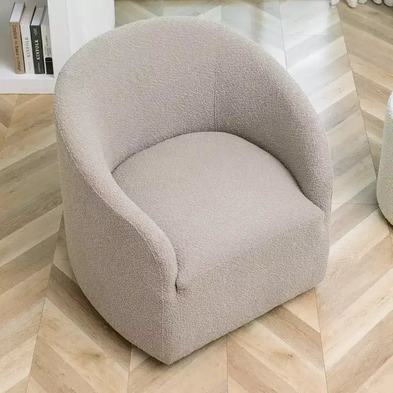 Poltrona a botte girevole in bouclé larghezza 81 cm, capacità 136 kg, nessun assemblaggio richiesto