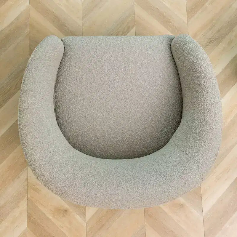 Poltrona a botte girevole in bouclé larghezza 81 cm, capacità 136 kg, nessun assemblaggio richiesto
