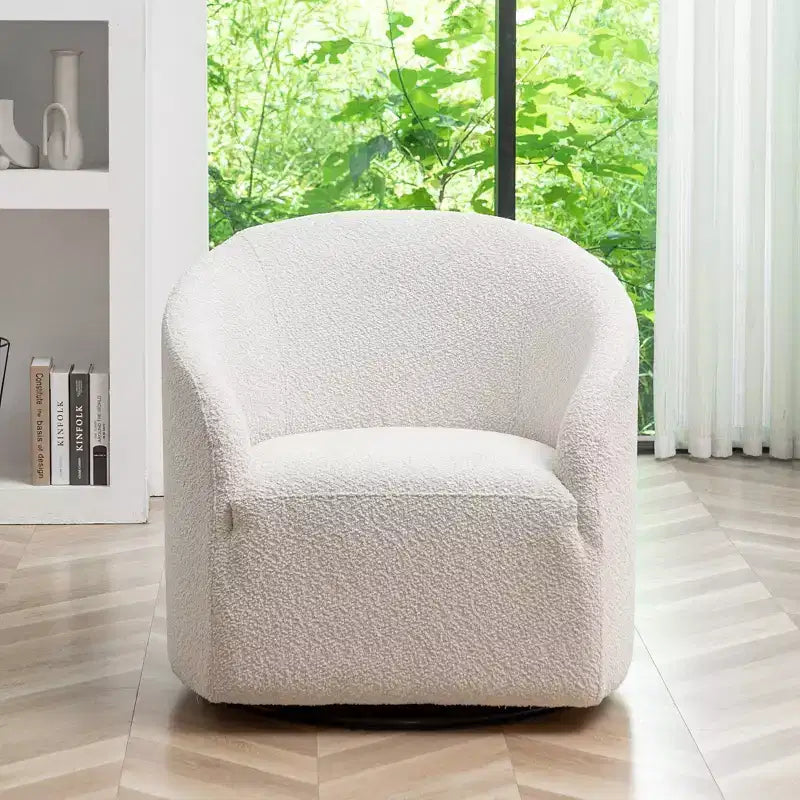 Poltrona a botte girevole in bouclé larghezza 81 cm, capacità 136 kg, nessun assemblaggio richiesto