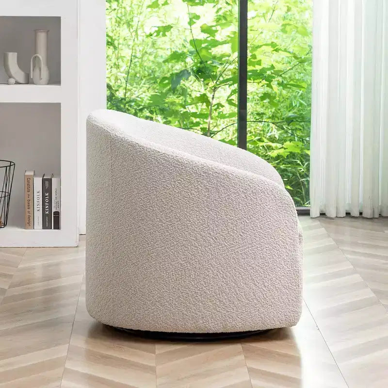 Poltrona a botte girevole in bouclé larghezza 81 cm, capacità 136 kg, nessun assemblaggio richiesto