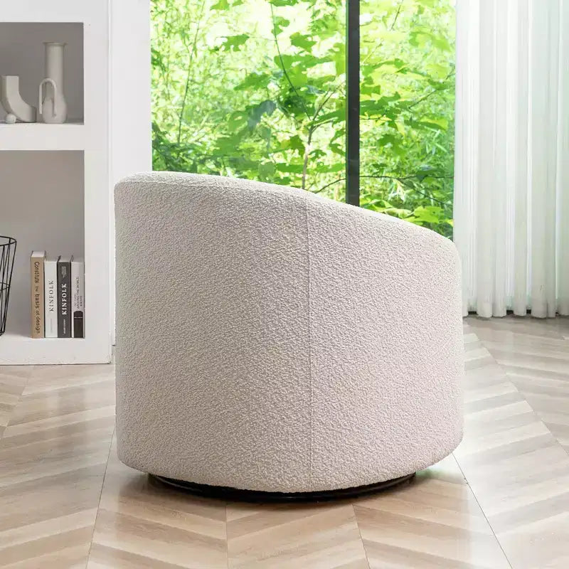 Poltrona a botte girevole in bouclé larghezza 81 cm, capacità 136 kg, nessun assemblaggio richiesto