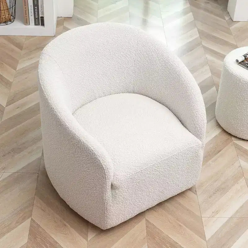 Poltrona a botte girevole in bouclé larghezza 81 cm, capacità 136 kg, nessun assemblaggio richiesto