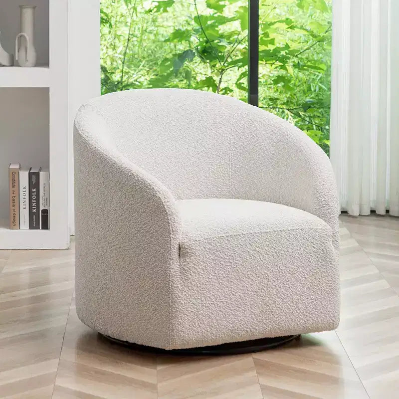 Poltrona a botte girevole in bouclé larghezza 81 cm, capacità 136 kg, nessun assemblaggio richiesto