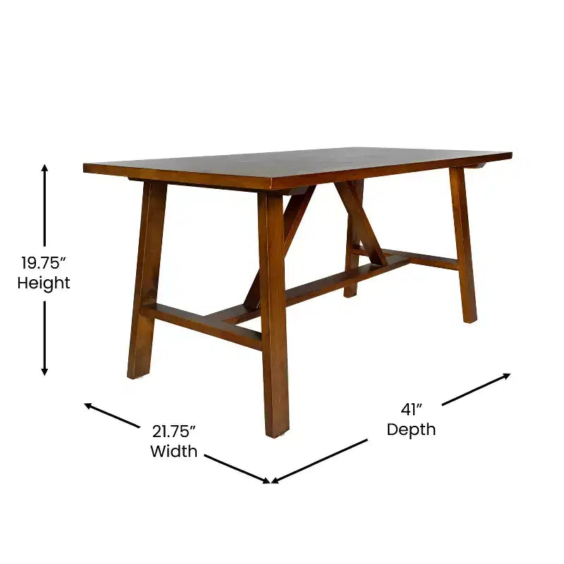 Tavolino da Salotto a Cavalletto in Legno Massello, Design a X, Capacità 136 kg