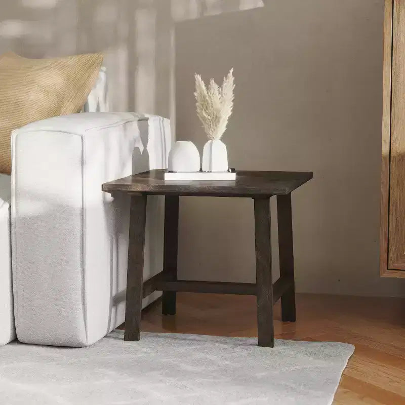 Tavolino Rustico in Legno Massello, Design a Cavalletto con Struttura a X, Capacità 136 kg