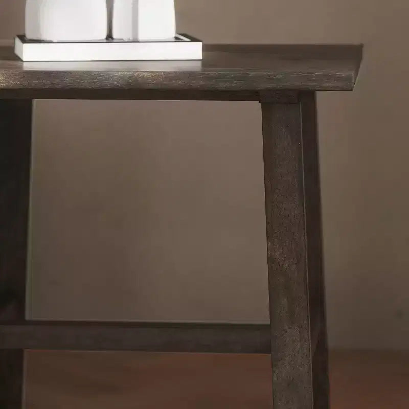 Tavolino Rustico in Legno Massello, Design a Cavalletto con Struttura a X, Capacità 136 kg